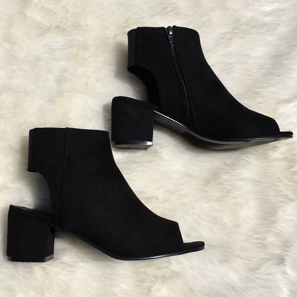 *SOLD* Black Suede Peep-Toe Booties - Picture 4 of 5